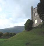 Abergavenny Castle with the Blorenge mountain in the background