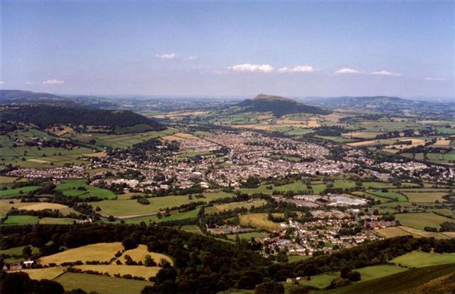 A view of Abergavenny from the top of the Blorenge mountain